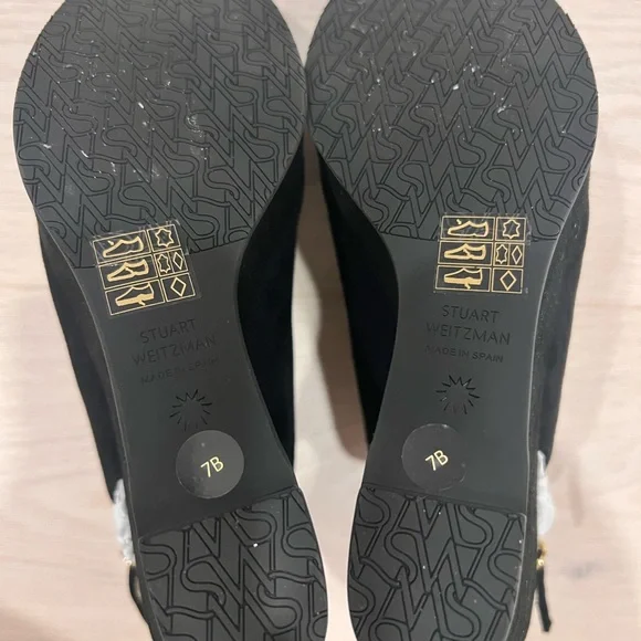 Stuart Weitzman Black Suede Slingback Wedges - Picture 7 of 7